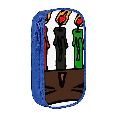 Kwanzaa Kosmetiktasche mit Kerzen-Motiv, tragbar, für Reisen, Schmuck, Handtasche, Geldbörse, Schwarz, blau, Einheitsgröße von BAFAFA