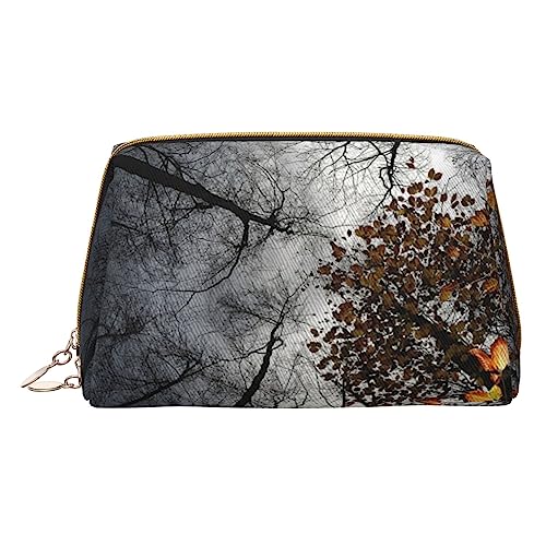 Make-up-Tasche mit Aufdruck "Sky Through The Tree", Reise-Make-up-Organizer, Kosmetikpinseltasche, Leder-Make-up-Tasche, Reißverschluss-Tasche, Kulturbeutel für Damen, weiß, Einheitsgröße, weiß, von BAFAFA