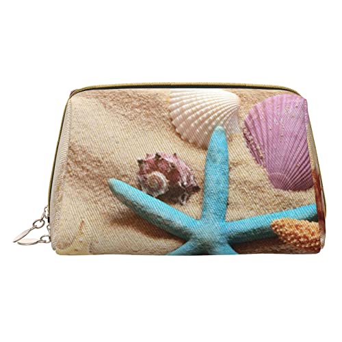 Make-up-Tasche mit Muscheln am Strand, bedruckt, Reise-Make-up-Organizer, Kosmetikpinseltasche, Leder-Make-up-Tasche, Reißverschluss-Tasche, Kulturbeutel für Damen, weiß, Einheitsgröße, weiß, von BAFAFA