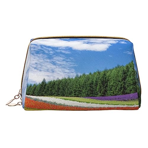 Make-up-Tasche mit Regenbogen-Blumen-Motiv, Reise-Make-up-Organizer, Kosmetikpinsel-Tasche, Leder-Make-up-Tasche, Reißverschluss-Tasche, Kulturbeutel für Damen, weiß, Einheitsgröße, weiß, von BAFAFA