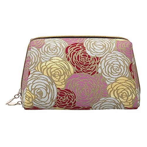 Make-up-Tasche mit Rosenmotiv, Reise-Make-up-Organizer, Kosmetikpinseltasche, Leder-Make-up-Tasche, Reißverschluss-Tasche, Kulturbeutel für Damen, weiß, Einheitsgröße, weiß, Einheitsgröße von BAFAFA