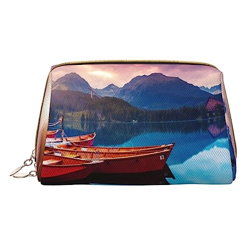 Make-up-Tasche mit See-Motiv, bedruckt, Reise-Make-up-Organizer, Kosmetikpinseltasche, Leder-Make-up-Tasche, Reißverschluss-Tasche, Kulturbeutel für Damen, weiß, Einheitsgröße, weiß, Einheitsgröße von BAFAFA