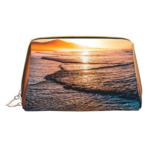 Make-up-Tasche mit Sonnenuntergang, bedruckt, Reise-Make-up-Organizer, Kosmetikpinseltasche, Leder-Make-up-Tasche, Reißverschluss-Tasche, Kulturbeutel für Damen, weiß, Einheitsgröße, weiß, von BAFAFA