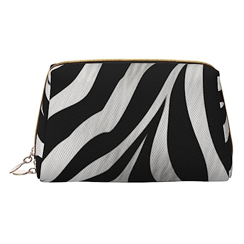 Make-up-Tasche mit Zebra-Druck, Reise-Make-up-Organizer, Kosmetikpinseltasche, Leder-Make-up-Tasche, Reißverschluss-Tasche, Kulturbeutel für Damen, weiß, Einheitsgröße, weiß, Einheitsgröße von BAFAFA