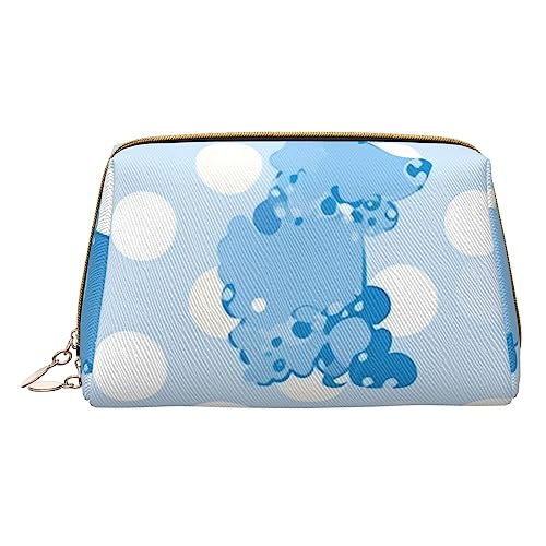 Make-up-Tasche mit blauem Pudel, bedruckt, Reise-Make-up-Organizer, Kosmetikpinseltasche, Leder-Make-up-Tasche, Reißverschluss-Tasche, Kulturbeutel für Damen, weiß, Einheitsgröße, weiß, Einheitsgröße von BAFAFA