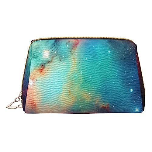 Make-up-Tasche mit buntem Galaxie-Druck, Reise-Make-up-Organizer, Kosmetikpinseltasche, Leder-Make-up-Tasche, Reißverschluss-Tasche, Kulturbeutel für Damen, weiß, Einheitsgröße, weiß, Einheitsgröße von BAFAFA