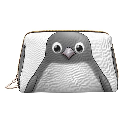 Make-up-Tasche mit grauem Pinguin-Druck, Reise-Make-up-Organizer, Kosmetikpinsel-Tasche, Leder-Make-up-Tasche, Reißverschluss-Tasche, Kulturbeutel für Damen, weiß, Einheitsgröße, weiß, Einheitsgröße von BAFAFA