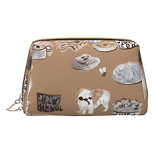 Make-up-Tasche mit niedlichem Hundeknochenmotiv, bedruckt, Reise-Make-up-Organizer, Kosmetikpinsel-Tasche, Leder-Make-up-Tasche, Reißverschluss-Tasche, Kulturbeutel für Damen, weiß, Einheitsgröße, von BAFAFA