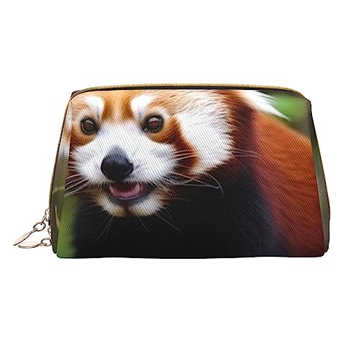 Make-up-Tasche mit rotem Panda-Motiv, Reise-Make-up-Organizer, Kosmetikpinsel-Tasche, Leder-Make-up-Tasche, Reißverschluss-Tasche, Kulturbeutel für Damen, weiß, Einheitsgröße, weiß, Einheitsgröße von BAFAFA