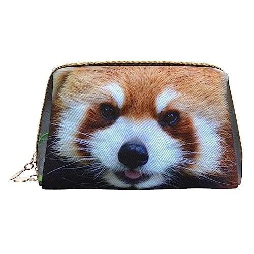 Make-up-Tasche mit rotem Panda-Motiv, Reise-Make-up-Organizer, Kosmetikpinseltasche, Leder-Make-up-Tasche, Reißverschluss-Tasche, Kulturbeutel für Damen, weiß, Einheitsgröße, weiß, Einheitsgröße von BAFAFA