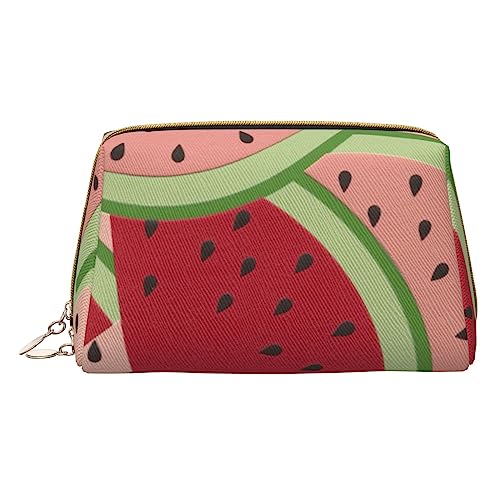 Make-up-Tasche mit rotem Wassermelonen-Druck, Reise-Make-up-Organizer, Kosmetikpinsel-Tasche, Leder-Make-up-Tasche, Reißverschluss-Tasche, Kulturbeutel für Damen, weiß, Einheitsgröße, weiß, von BAFAFA