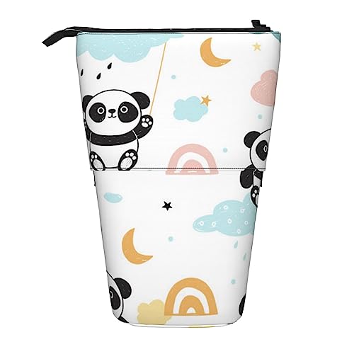 Panda-bedrucktes Federmäppchen, Stifteetui, Teleskop-Tasche, Stehender Stifthalter, Make-up-Tasche, Kosmetik-Organizer, Tasche, Box, Unisex, Schwarz , Einheitsgröße, Reisen von BAFAFA