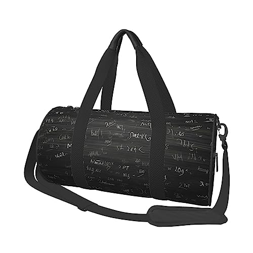 Reisetasche mit Tafeltapete, bedruckt, rund, Rolltasche, Turnbeutel, Fitnesstasche, Trainingshandtasche, Schwarz, Einheitsgröße, Schwarz , Einheitsgröße von BAFAFA