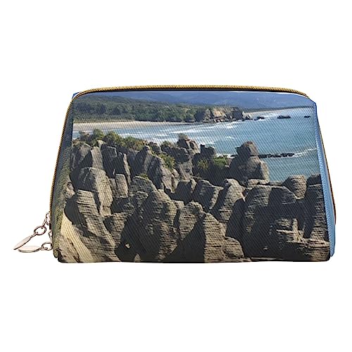 Rocks Make-up-Tasche, bedruckt, Reise-Make-up-Organizer, Kosmetikpinseltasche, Leder-Make-up-Tasche, Reißverschluss-Tasche, Kulturbeutel für Damen, weiß, Einheitsgröße, weiß, Einheitsgröße von BAFAFA