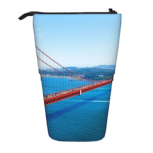 San Francisco Golden Gate Bridge Bedrucktes Federmäppchen Stifteetui Stifttasche Teleskoptasche Stehender Stifthalter Make-up-Tasche Kosmetik Organizer Tasche Box Unisex, Schwarz , Einheitsgröße, von BAFAFA