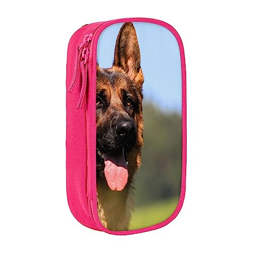 Schäferhund bedruckte Kosmetiktasche tragbare Make-up-Tasche Reise Schmuck Fall Handtasche Geldbörse Beutel schwarz, rose, Einheitsgröße von BAFAFA