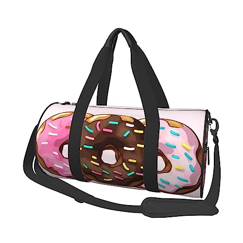 Schöne Reisetasche mit Blumenkuchenmotiv, rund, Rolltasche, Turnbeutel, Fitnesstasche, Trainings-Handtasche, Schwarz, Einheitsgröße, Schwarz , Einheitsgröße von BAFAFA