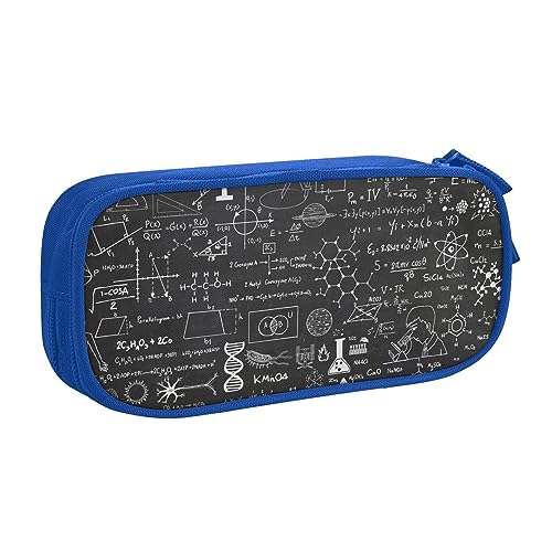 Scientific Federmäppchen mit Kreidetafel-Motiv, bedruckt, Make-up-Tasche, Schmuckkästchen, tragbare Aufbewahrungsbox, Reise-Schmucketui, Schwarz, blau, Einheitsgröße, Federmäppchen von BAFAFA