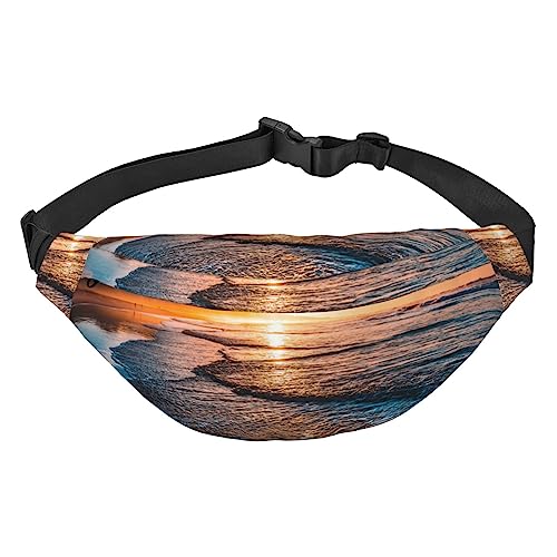 Sea Beach Sunset Printed Belt Bag Waist Pouch Crossbody Waist Bag Pack Fanny Pack Bum Bag, Schwarz , Einheitsgröße von BAFAFA