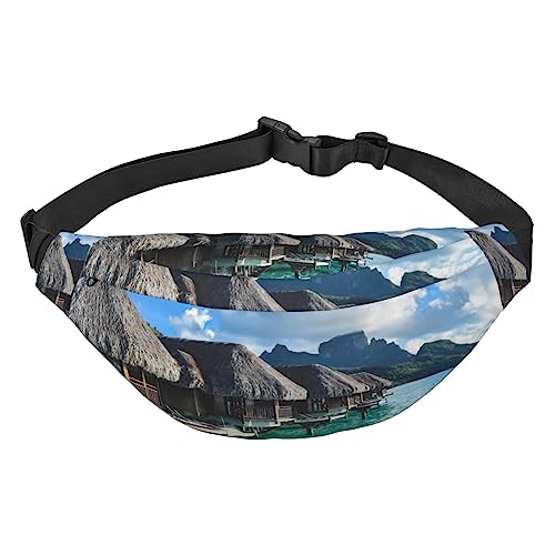 Seascape Painting Printed Belt Bag Waist Pouch Crossbody Waist Bag Pack Fanny Pack Bum Bag, Schwarz , Einheitsgröße von BAFAFA