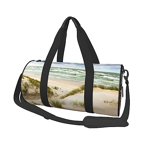 Seaside Grand Waves Tidal bedruckte runde Duffel Reisetasche, rund, Rolltasche, Turnbeutel, Trainings-Handtasche, Schwarz, Einheitsgröße, Schwarz , Einheitsgröße von BAFAFA