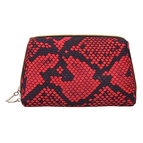 Serpentine bedruckte Make-up-Tasche, Reise-Make-up-Organizer, Kosmetikpinseltasche, Leder-Make-up-Tasche, Reißverschluss-Tasche, Kulturbeutel für Damen, weiß, Einheitsgröße, weiß, Einheitsgröße von BAFAFA