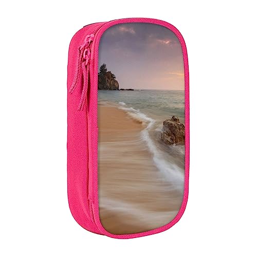 Sunrise Beach bedruckte Kosmetiktasche tragbare Make-up-Tasche Reise Schmuck Fall Handtasche Geldbörse Beutel schwarz, rose, Einheitsgröße von BAFAFA