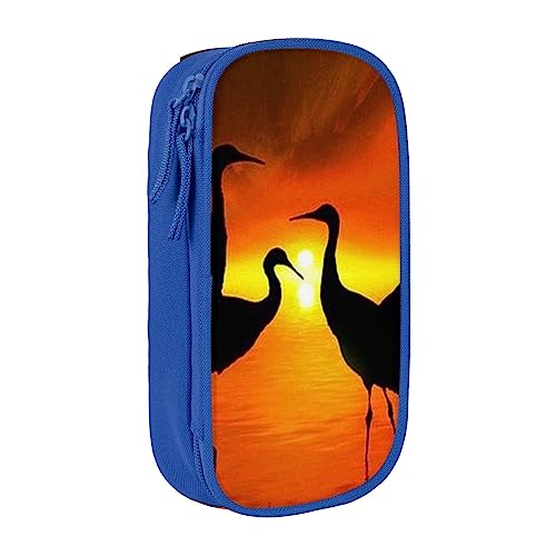 Sunset Birds Printed Kosmetiktasche Tragbare Make-up-Tasche Reise Schmuck Fall Handtasche Geldbörse Beutel Schwarz, blau, Einheitsgröße von BAFAFA