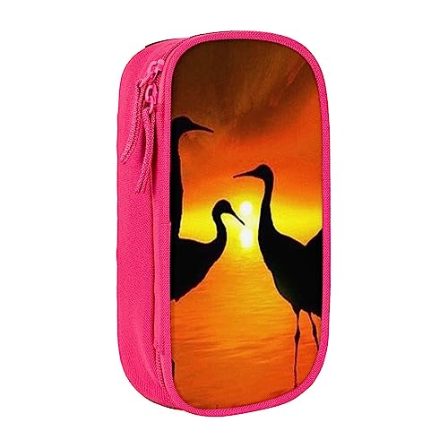 Sunset Birds Printed Kosmetiktasche Tragbare Make-up-Tasche Reise Schmuck Fall Handtasche Geldbörse Beutel Schwarz, rose, Einheitsgröße von BAFAFA