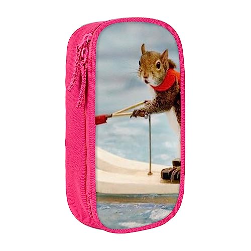 Wasserski Fuchs Eichhörnchen Gedruckt Kosmetiktasche Tragbare Make-up Tasche Reise Schmuck Fall Handtasche Geldbörse Beutel Schwarz, rose, Einheitsgröße von BAFAFA