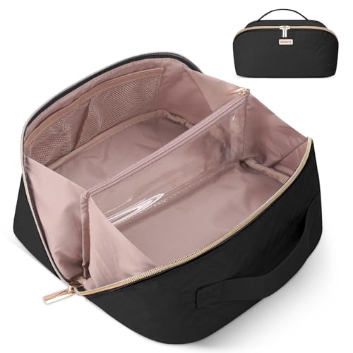 BAFAMYE Reise-Make-up-Tasche, große Kosmetiktasche für Damen, Schwarz von BAFAMYE