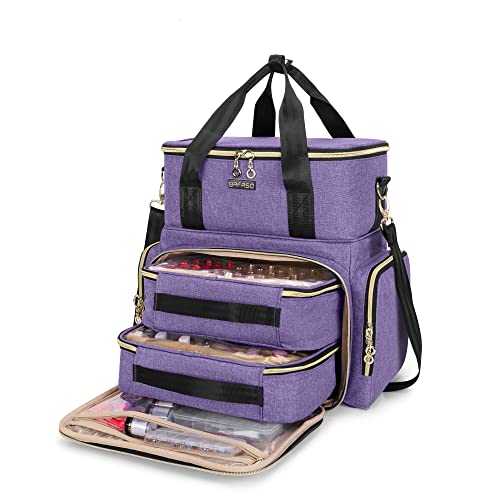 BAFASO Doppelschicht Nagellack Organizer Tasche für 70 Flaschen(bis zu 15ml) und Nageltrockner, Nagellack Tasche für Nagellampe, Nagellack Zubehör und Nageldesign Sets(Patent Angemeldet), Lila von BAFASO