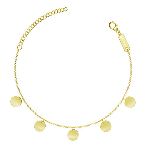 BAFFOS® Armband für Frauen - Plättchen Kette aus widerstandsfähigem Edelstahl in Farbe Gold - Damen Schmuck Armkette + Armreif Geschenk für Freundin oder Hochzeitstag von BAFFOS