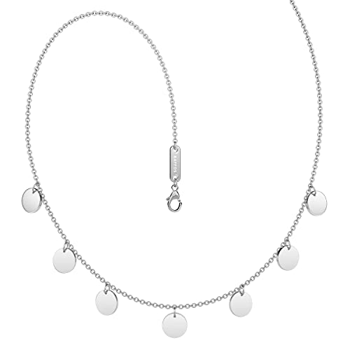 BAFFOS® Plättchen Halskette aus widerstandsfähigem Edelstahl in Farbe Silber für Damen - wundervoller runder Choker Schmuck + Gratis Geschenkverpackung von BAFFOS