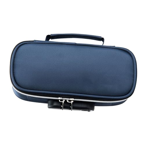 Verriegelung von Canvas -Bleistiftkoffer mit Geräumiger Lagerung, Sicheren Verriegelung und Minimalistischem Design, Tragbarer Bleistiftbeutel für Büro- und Schulmaterialien (Blue) von BAFOVY