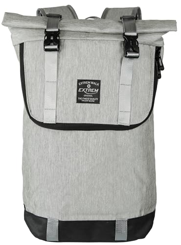 BAG STREET - Großer Damen Roll-Top-Rucksack Daypack mit Tablet-Fach gepolstert, ca. 18 Liter - Hellgrau von BAG STREET INTERNATIONAL