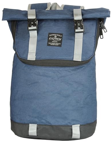 BAG STREET - Großer Damen Roll-Top-Rucksack Daypack mit Tablet-Fach gepolstert, ca. 18 Liter - Navy von BAG STREET INTERNATIONAL