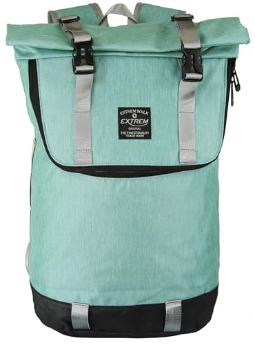 BAG STREET - Großer Damen Roll-Top-Rucksack Daypack mit Tablet-Fach gepolstert, ca. 18 Liter - Türkis von BAG STREET INTERNATIONAL