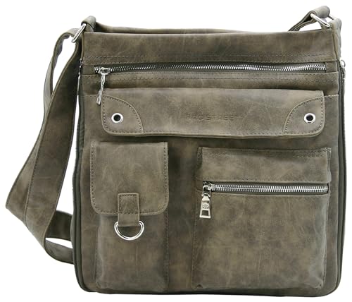 BAG STREET - Damen Handtasche mit vielen Fächern - Vintage Umhängetasche Crossbody Schultertasche - 32 x 32 x 14 cm von BAG STREET INTERNATIONAL