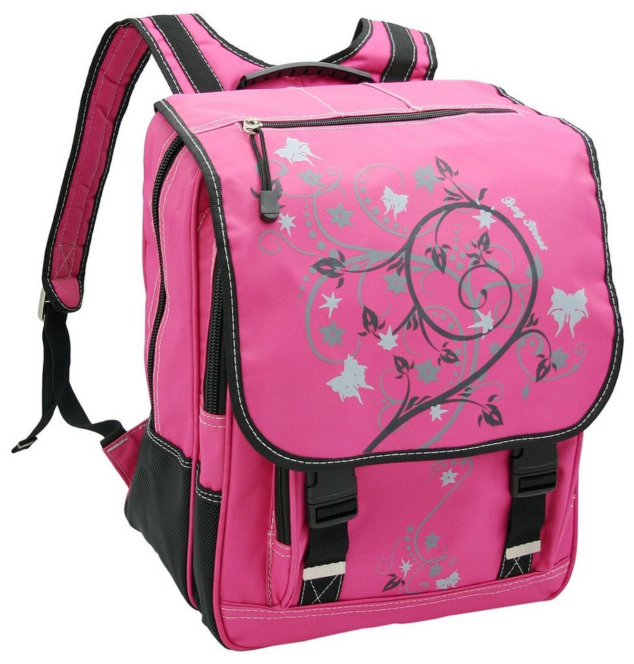 BAG STREET INTERNATIONAL Schulranzen - Schulrucksack Flower Design Pink für Mädchen von BAG STREET INTERNATIONAL