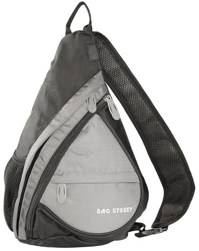 BAG STREET - Sling Bag kleiner Crossbody Schulter Rucksack Umhängetasche Damen Herren Unisex Grau von BAG STREET INTERNATIONAL