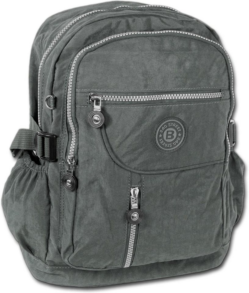 BAG STREET Cityrucksack Bag Street Nylon Rucksack unisex (Freizeitrucksack, Freizeitrucksack), Damen, Jugend Cityrucksack, Freizeitrucksack aus Crinkle Nylon grau, G von BAG STREET