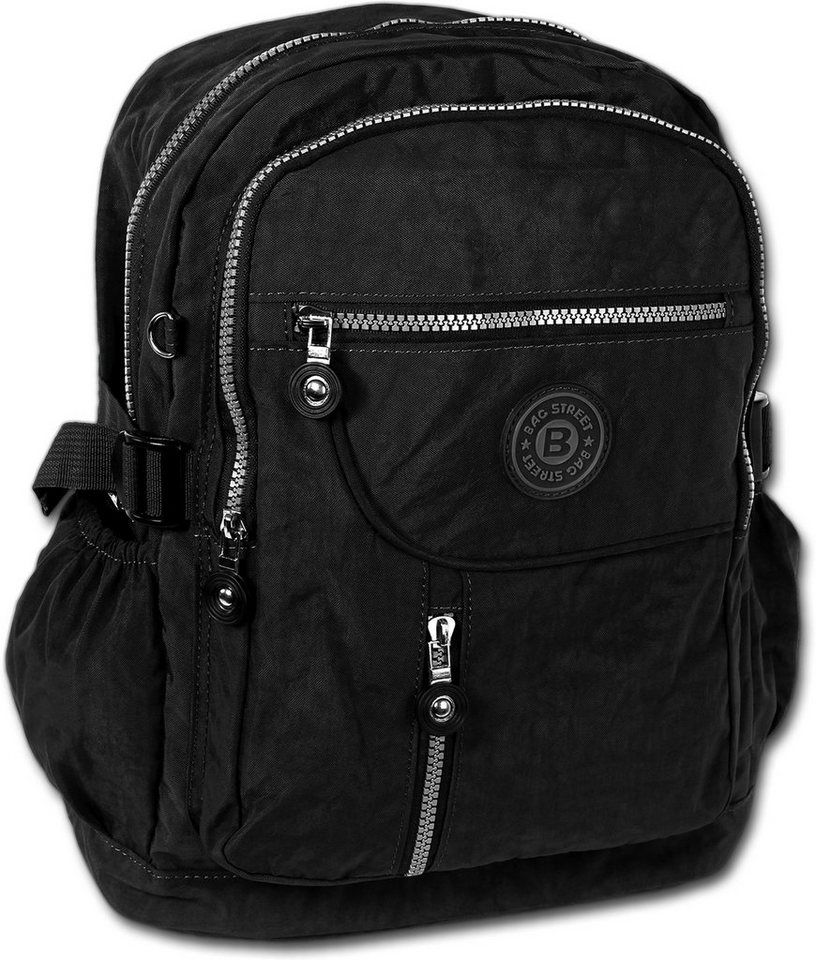 BAG STREET Cityrucksack Bag Street Nylon Rucksack unisex (Cityrucksack, Cityrucksack), Damen, Jugend Freizeitrucksack, Cityrucksack aus Crinkle Nylon schwarz von BAG STREET