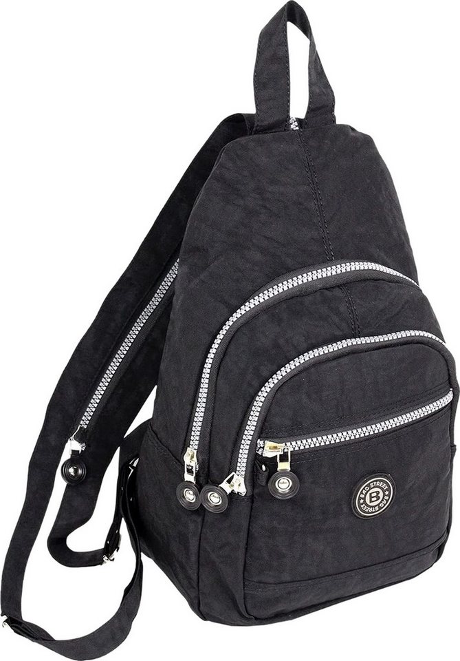 BAG STREET Freizeitrucksack Bag Street Cityrucksack schwarz crinkle, Damen, Jugend Cityrucksack, Freizeitrucksack Nylon, schwarz 35cm hoch von BAG STREET