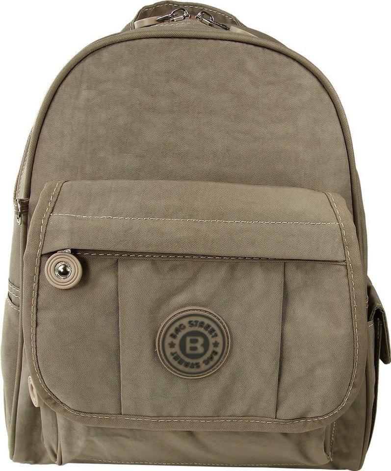 BAG STREET Freizeitrucksack Bag Street Rucksack Crinkle Nylon stone, Damen, Jugend Cityrucksack, Freizeitrucksack Nylon, stone, grau 30cm von BAG STREET