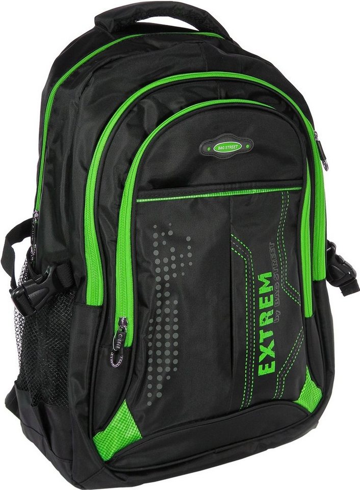 BAG STREET Freizeitrucksack Bag Street Damen Herren Sporttasche (Freizeitrucksack), Freizeitrucksack, Sportrucksack Synthetik, schwarz, grün ca. 30cm x ca von BAG STREET