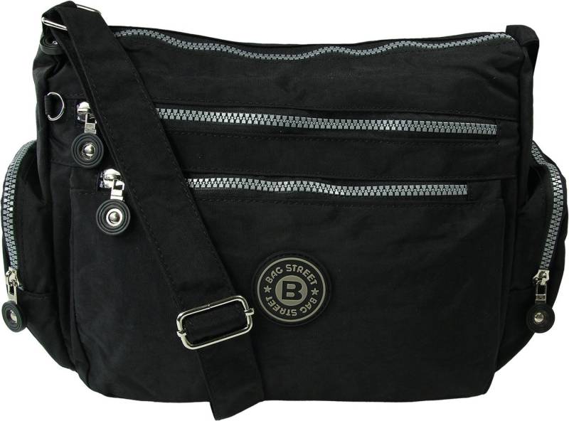 BAG STREET Schultertasche Bag Street Nylon schwarz Sportliche Damen (Schultertasche), Damen, Jugend Schultertasche Nylon, schwarz ca. 30cm x ca. 22cm von BAG STREET