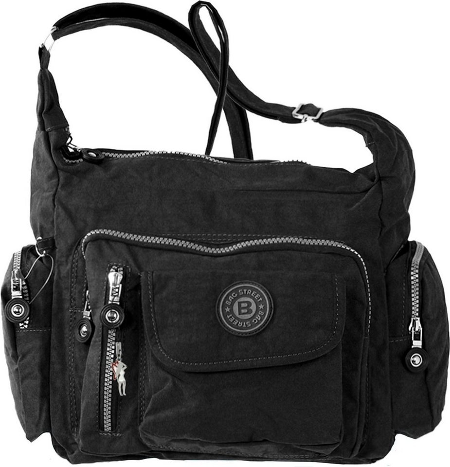 BAG STREET Schultertasche Bag Street Damenhandtasche Schultertasche (Schultertasche), Schultertasche Nylon, schwarz ca. 30cm x ca. 22cm von BAG STREET