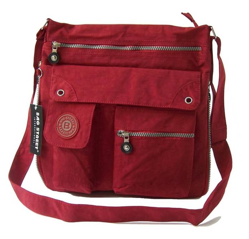 BAG STREET Umhängetasche Bag Street Damenhandtasche Umhängetasche (Umhängetasche), Damen, Jugend Umhängetasche Nylon, rot ca. 31cm x ca. 33cm von BAG STREET