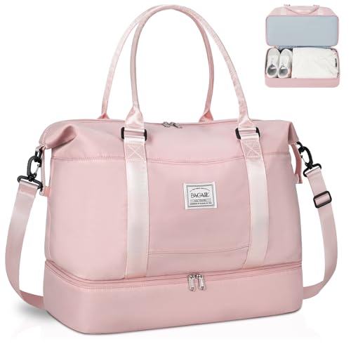 BAGAIL Reisetasche, Wochenendtasche für Damen, Übernachtung, Fitnessstudio, Tragetasche mit Nasstasche, Krankenhaus-Muttertasche für Arbeit und Lieferung, B-pink, Extra Large, Reisetasche von BAGAIL